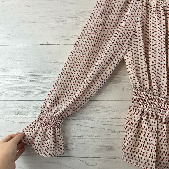 Max Studio Peplum Long Sleeve Dot Print Blouse Size S - Picture 6 of 8